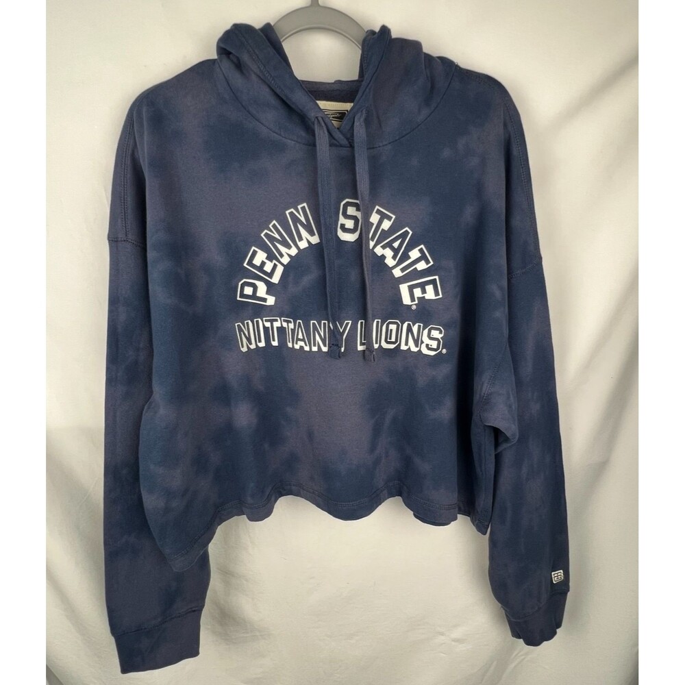 TAILGATE Penn State Nittany Lions Hoodie Womens M Blue Tie Dye Crop Game Day NWT